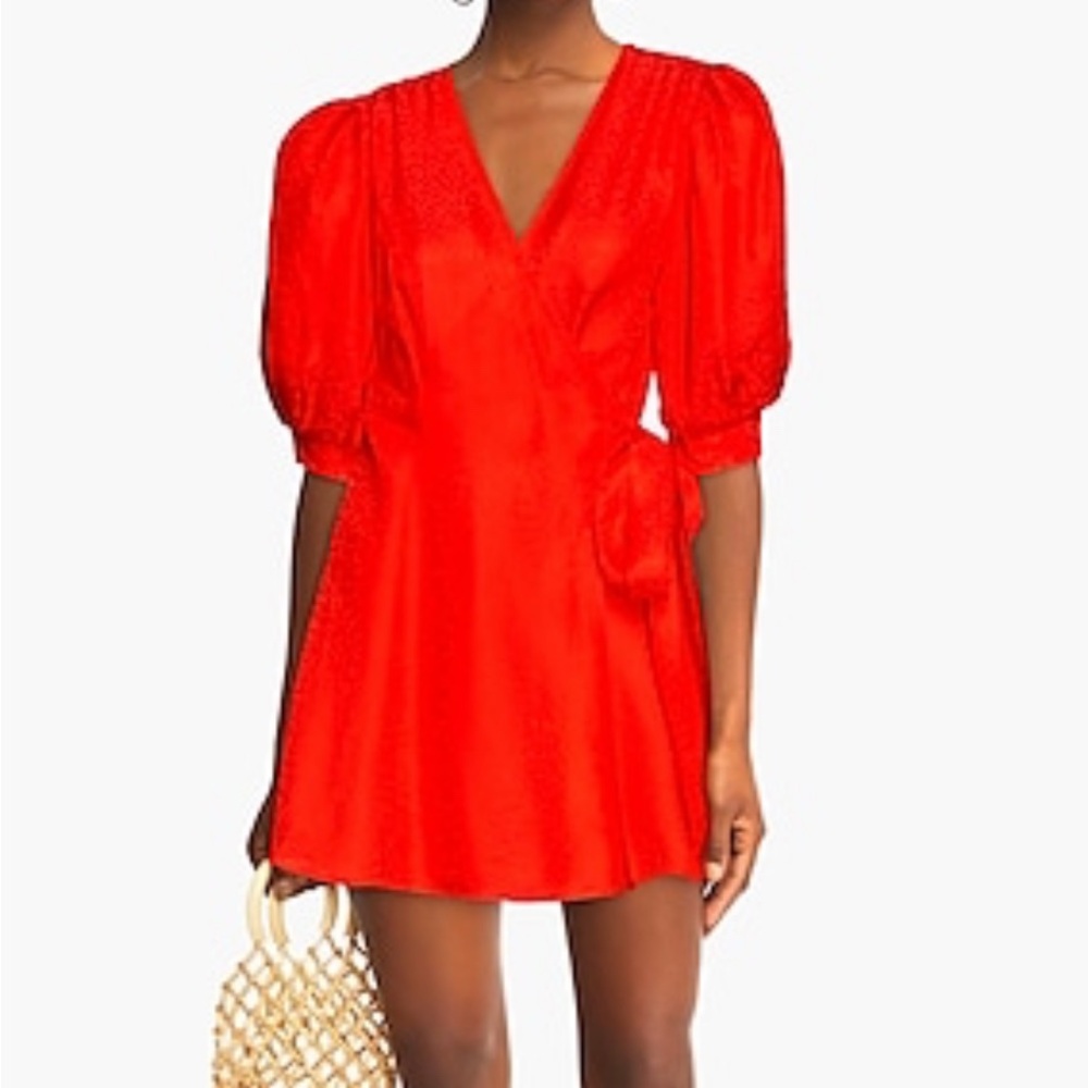 🆕 Ronny Kobo “Anna” Red Silk Mini Wrap Dress - L